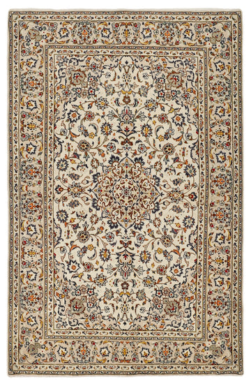 MY-RUG Teppich "Keshan Fine" Zentrales Medaillon auf hellem Hintergrund, Handgeknüpft