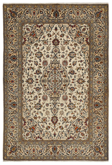 MY-RUG Teppich "Keshan Fine" Zentrales Medaillon auf hellem Hintergrund, Handgeknüpft