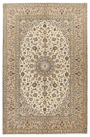 MY-RUG Teppich "Keshan Fine" Zentrales Medaillon auf hellem Hintergrund, Handgeknüpft