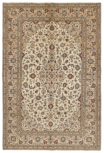 MY-RUG Teppich "Keshan Fine" Zentrales Medaillon auf hellem Hintergrund, Handgeknüpft