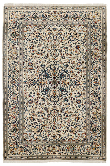 MY-RUG Teppich "Keshan Fine" Zentrales Medaillon auf hellem Hintergrund, Handgeknüpft