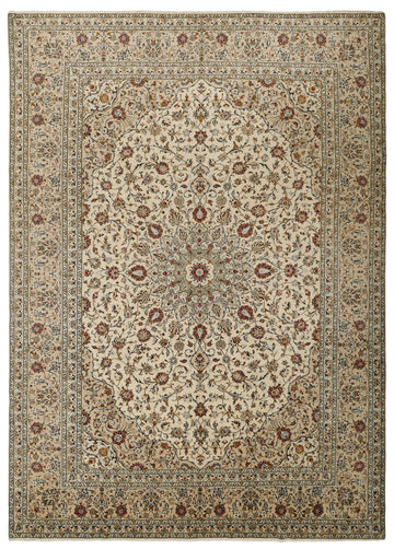 MY-RUG Teppich "Keshan Fine" Zentrales Medaillon auf hellem Hintergrund, Handgeknüpft