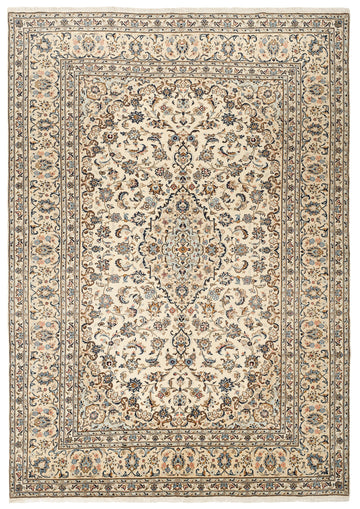 MY-RUG Teppich "Keshan Fine" Zentrales Medaillon auf hellem Hintergrund, Handgeknüpft