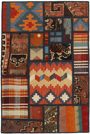 MY-RUG Teppich "Modern Patchwork " Geometrische Muster, Handgeknüpft