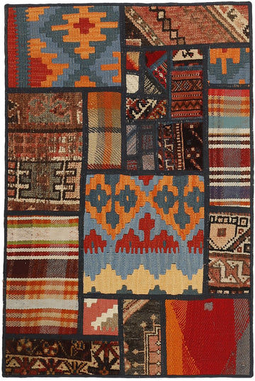 MY-RUG Teppich "Modern Patchwork " Geometrische Muster, Handgeknüpft