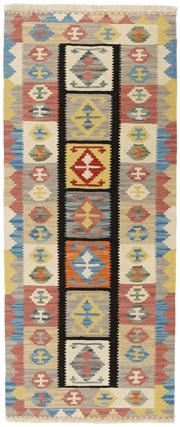 MY-RUG Teppich "Kelim" Rauten-& Diamantmuster, Handgewebt