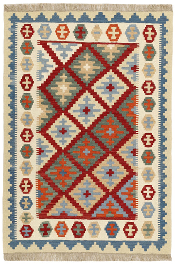MY-RUG Teppich "Kelim" Rauten-& Diamantmuster, Handgewebt