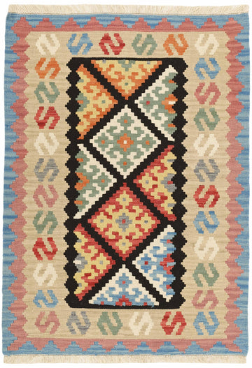 MY-RUG Teppich "Kelim" Rauten-& Diamantmuster, Handgewebt