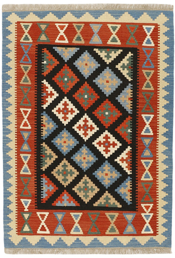 MY-RUG Teppich "Kelim" Rauten-& Diamantmuster, Handgewebt