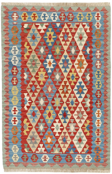MY-RUG Teppich "Kelim" Rauten-& Diamantmuster, Handgewebt