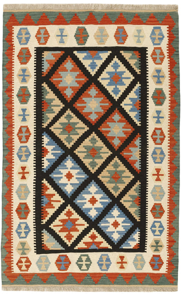 MY-RUG Teppich "Kelim" Rauten-& Diamantmuster, Handgewebt