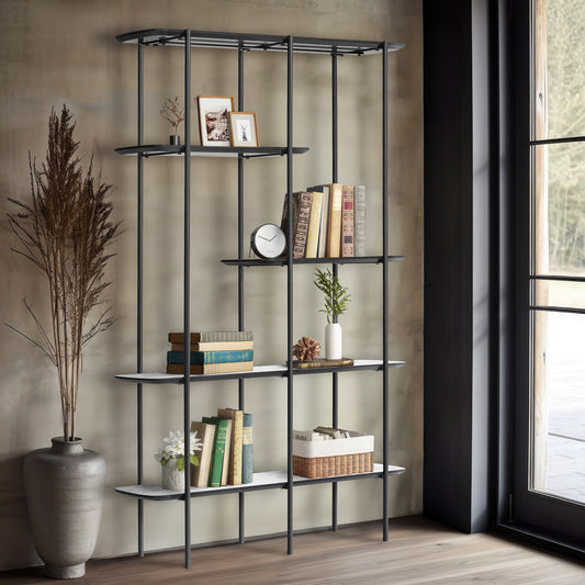 Regal Poseidon, 90x33x160cm dunkles Mamordekor