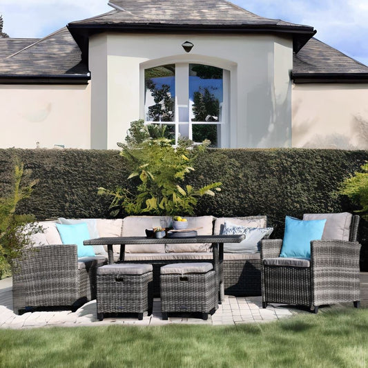 Outdoor Esssitzgruppe "Tini" für 8 Personen, inkl. Sitzkissen