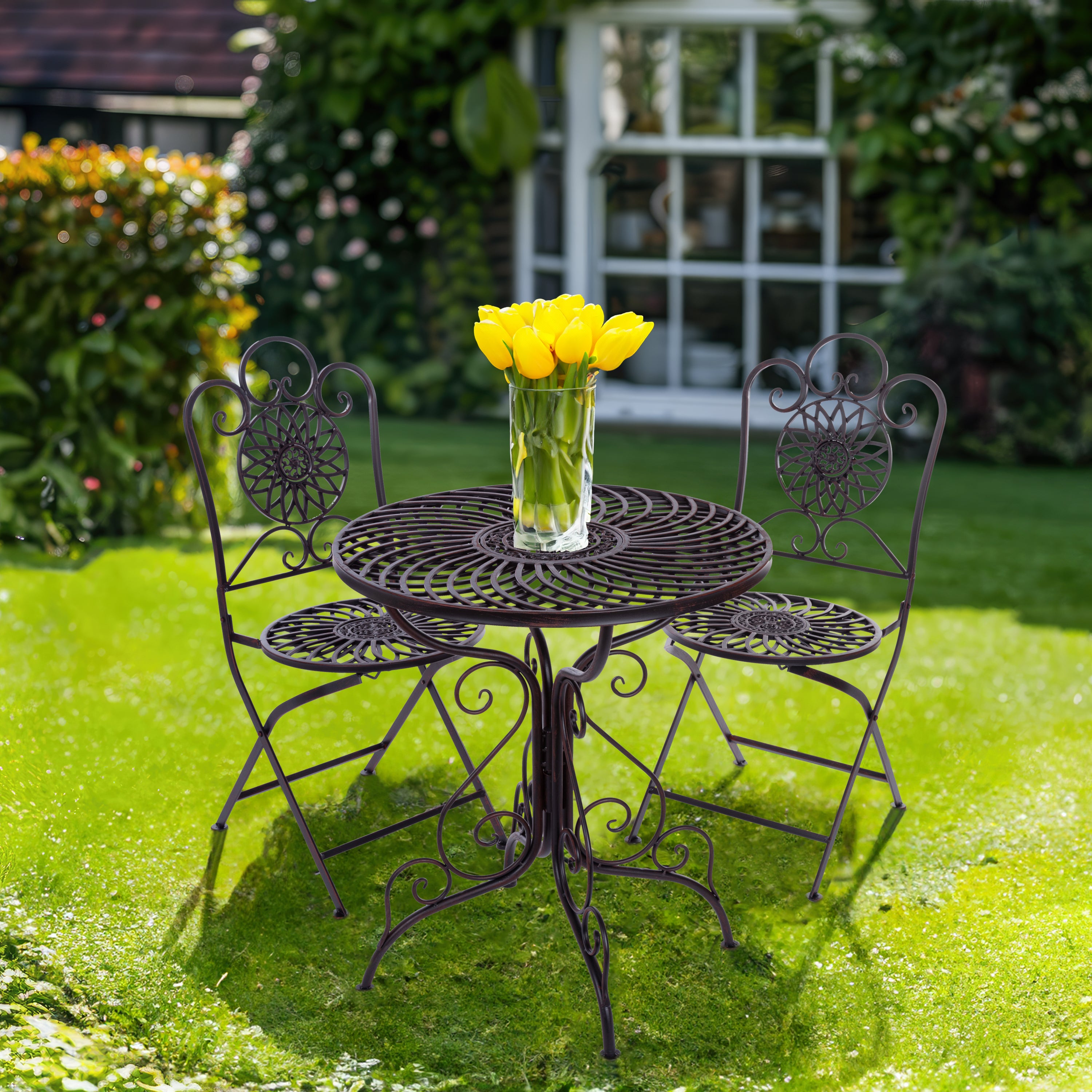 Bistrotisch-Set für den Garten oder Balkon in matt schwarz
