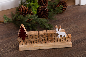 Weihnachtliche Holzbotschaft 'Frohe Weihnachten'