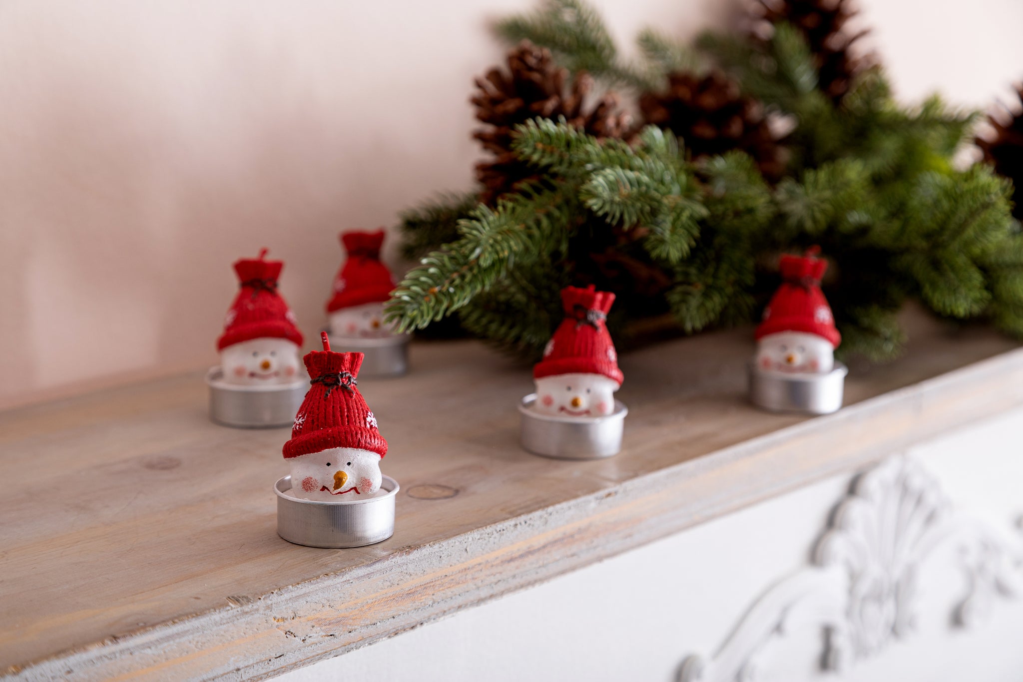 Teelichter Schneemänner - 6er Pack für weihnachtliche Beleuchtung