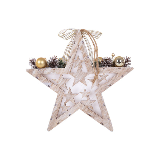Winterlicher Stern aus Holz im weihnachtlichen Design