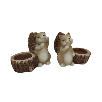 2er Set Eichhörnchen Teelichthalter für charmante Dekoration