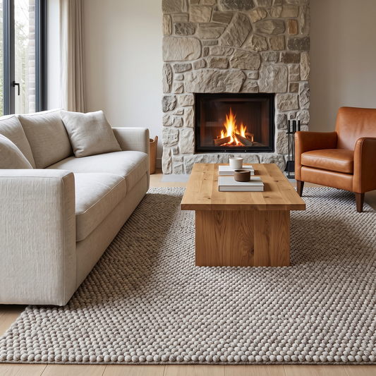 MY-RUG Wollteppich Beige Teppich Wolle Wohnzimmer Neuseelandwolle 4kg/qm