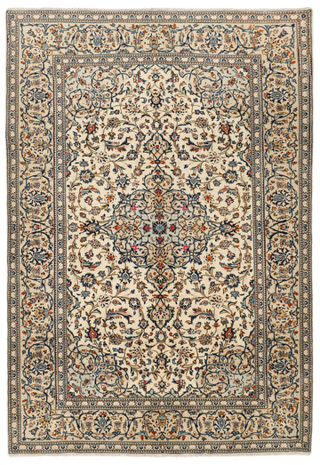 MY-RUG Teppich "Keshan Fine" Zentrales Medaillon auf hellem Hintergrund, Handgeknüpft
