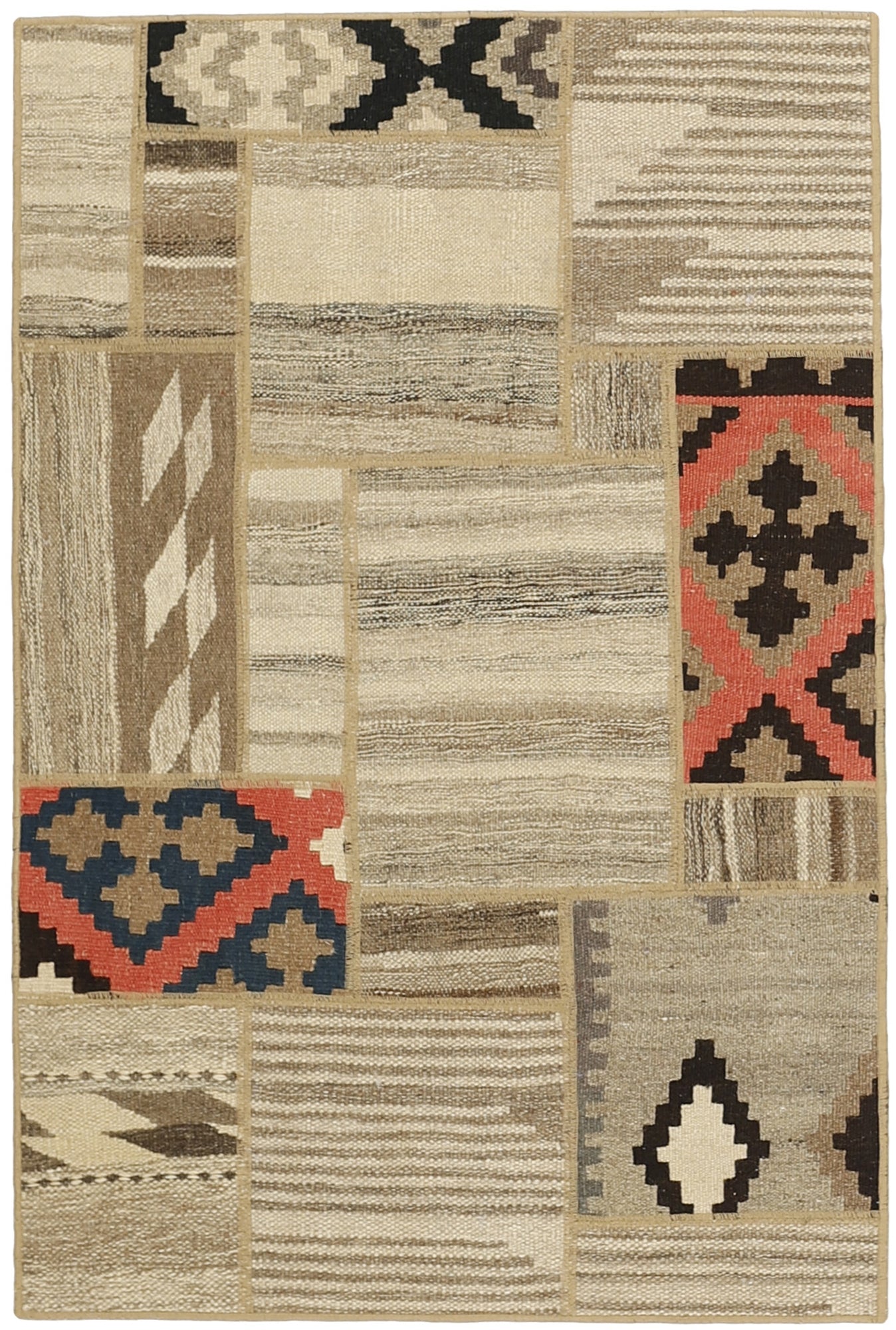 MY-RUG Teppich "Modern Patchwork " Geometrische Muster, Handgeknüpft
