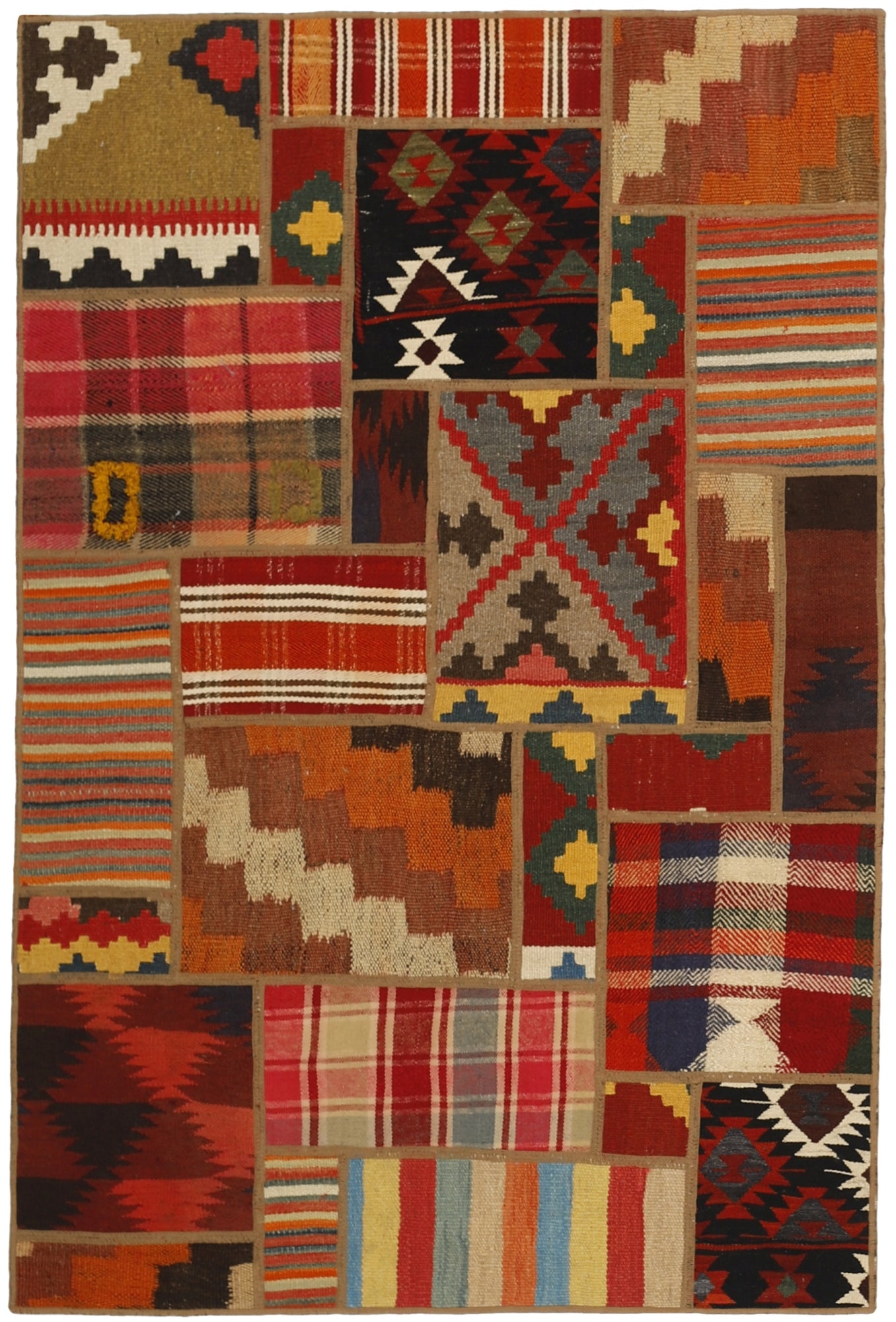 MY-RUG Teppich "Modern Patchwork " Geometrische Muster, Handgeknüpft