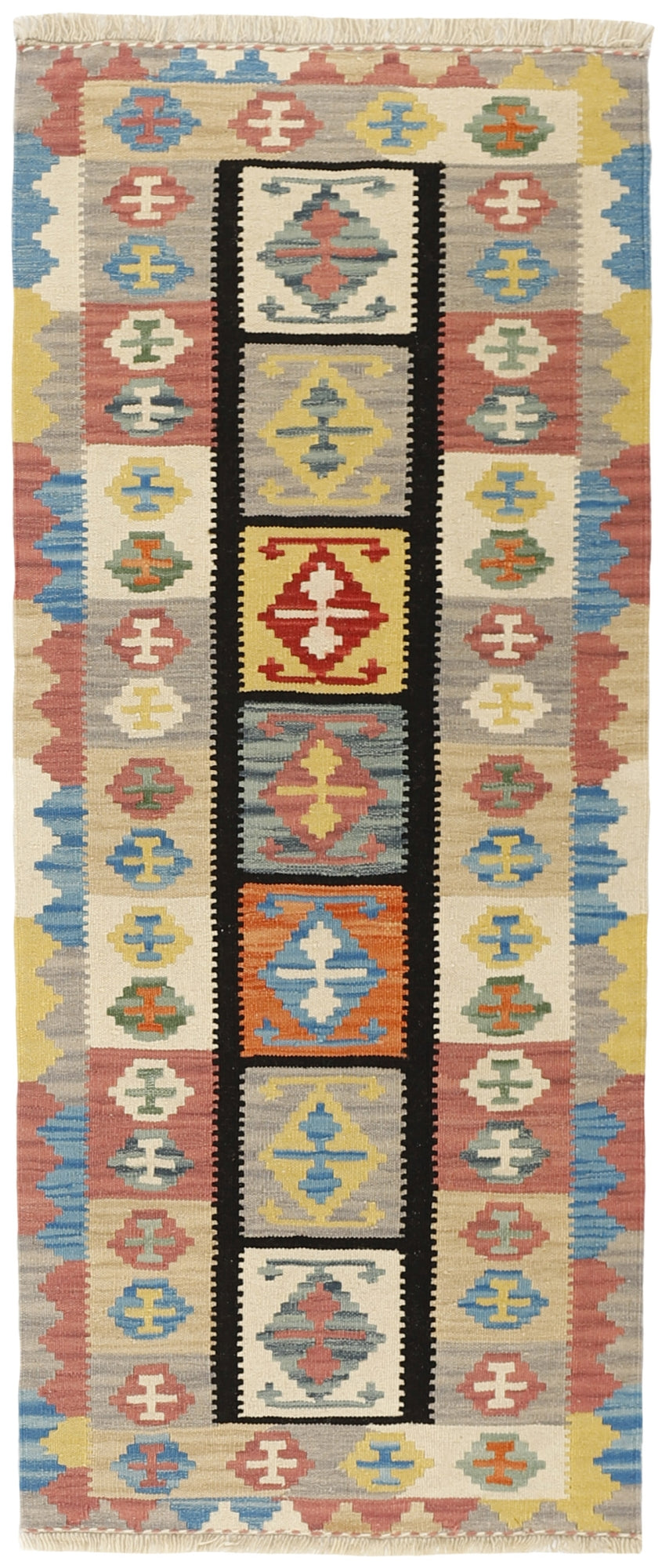 MY-RUG Teppich "Kelim" Rauten-& Diamantmuster, Handgewebt