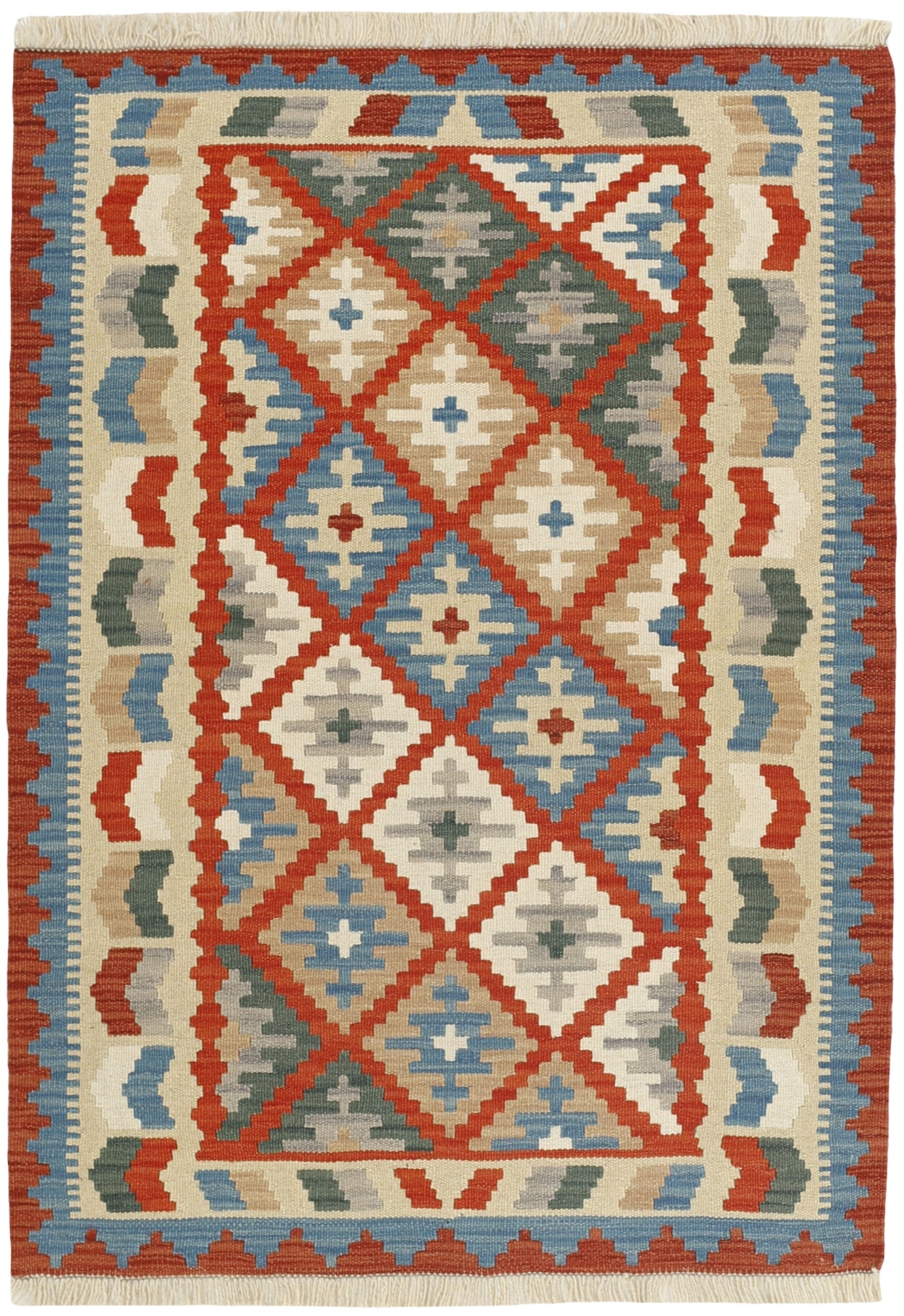 MY-RUG Teppich "Kelim" Rauten-& Diamantmuster, Handgewebt