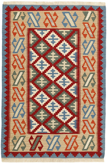 MY-RUG Teppich "Kelim" Rauten-& Diamantmuster, Handgewebt