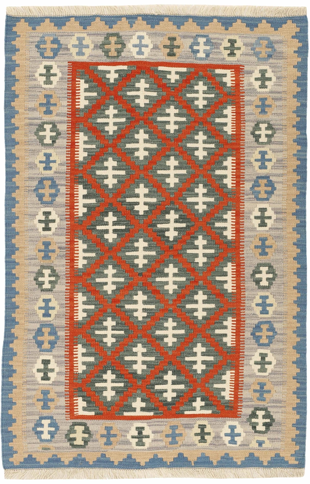 MY-RUG Teppich "Kelim" Rauten-& Diamantmuster, Handgewebt