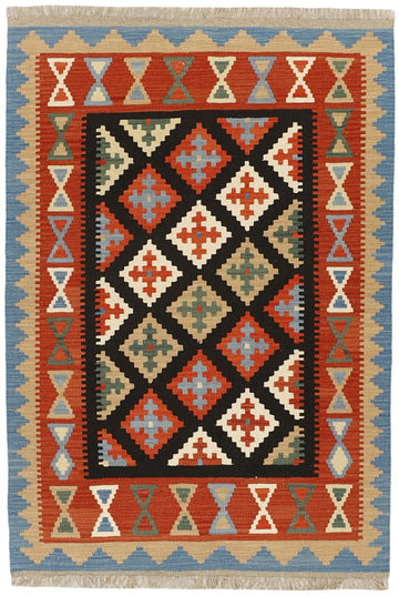 MY-RUG Teppich "Kelim" Rauten-& Diamantmuster, Handgewebt