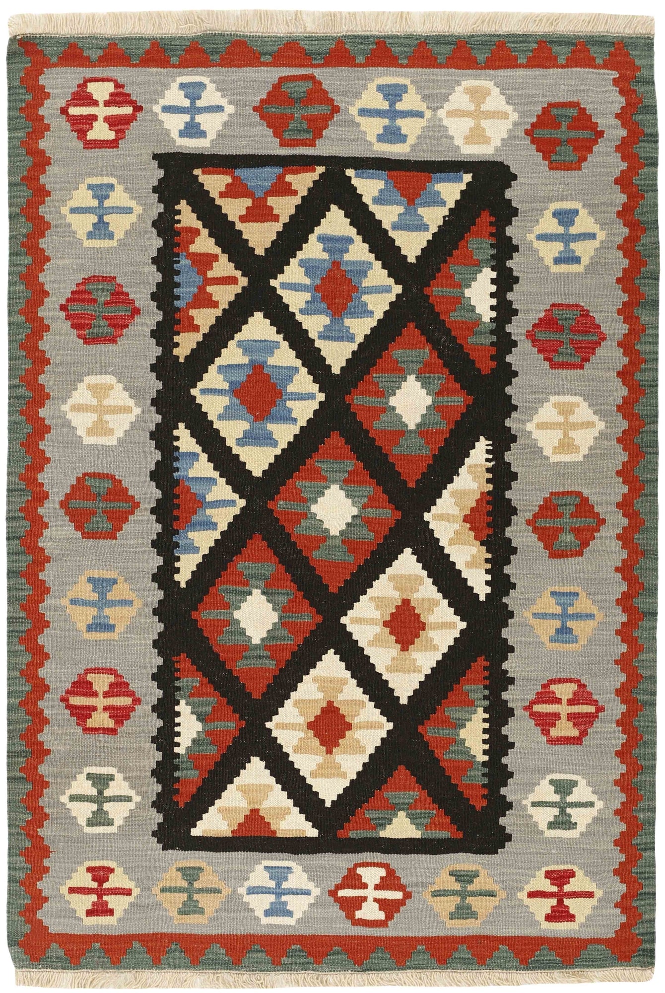 MY-RUG Teppich "Kelim" Rauten-& Diamantmuster, Handgewebt