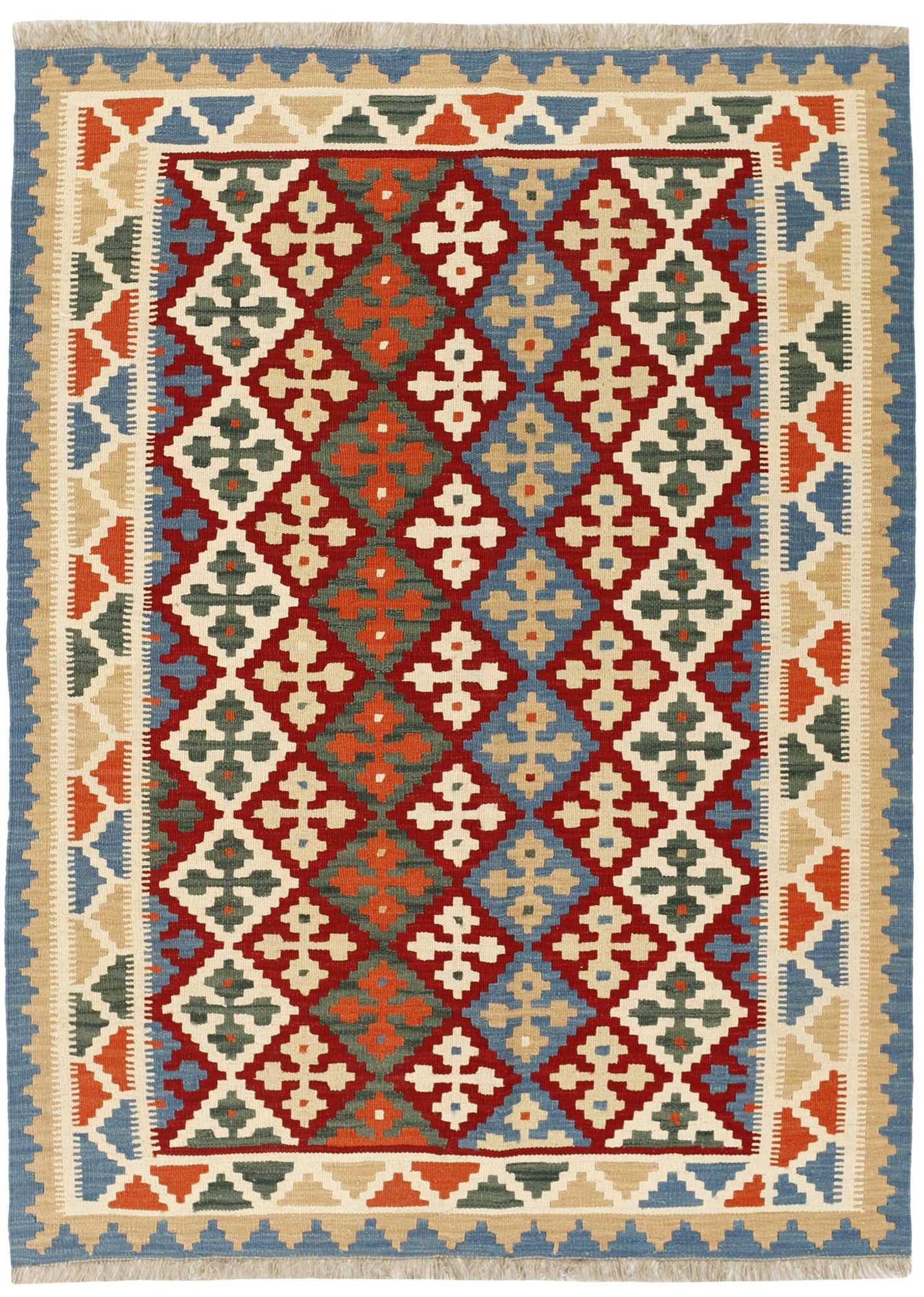 MY-RUG Teppich "Kelim" Rauten-& Diamantmuster, Handgewebt