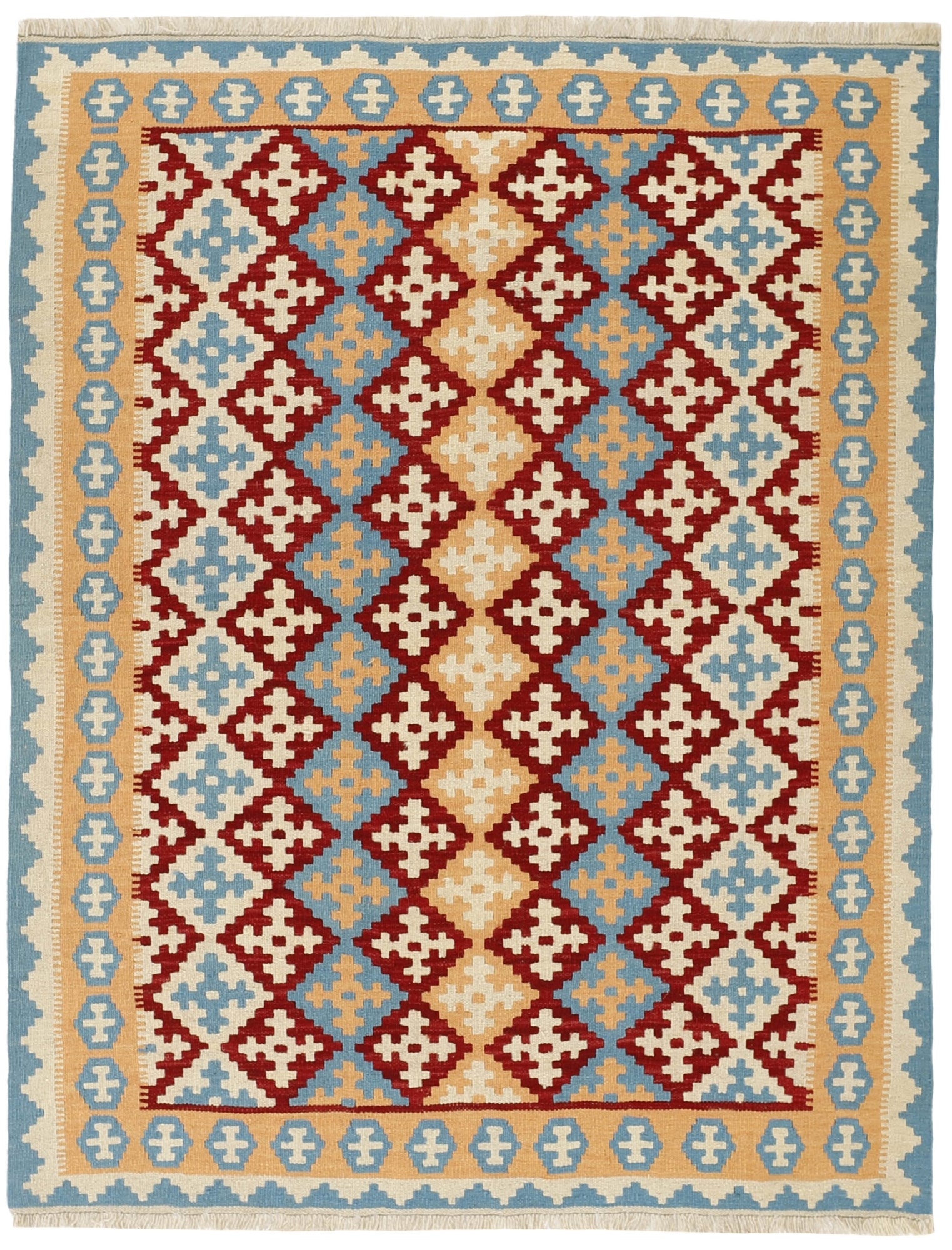 MY-RUG Teppich "Kelim" Rauten-& Diamantmuster, Handgewebt
