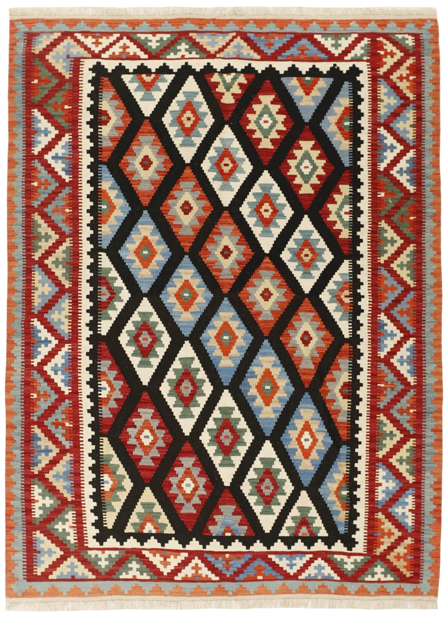 MY-RUG Teppich "Kelim" Rauten-& Diamantmuster, Handgewebt