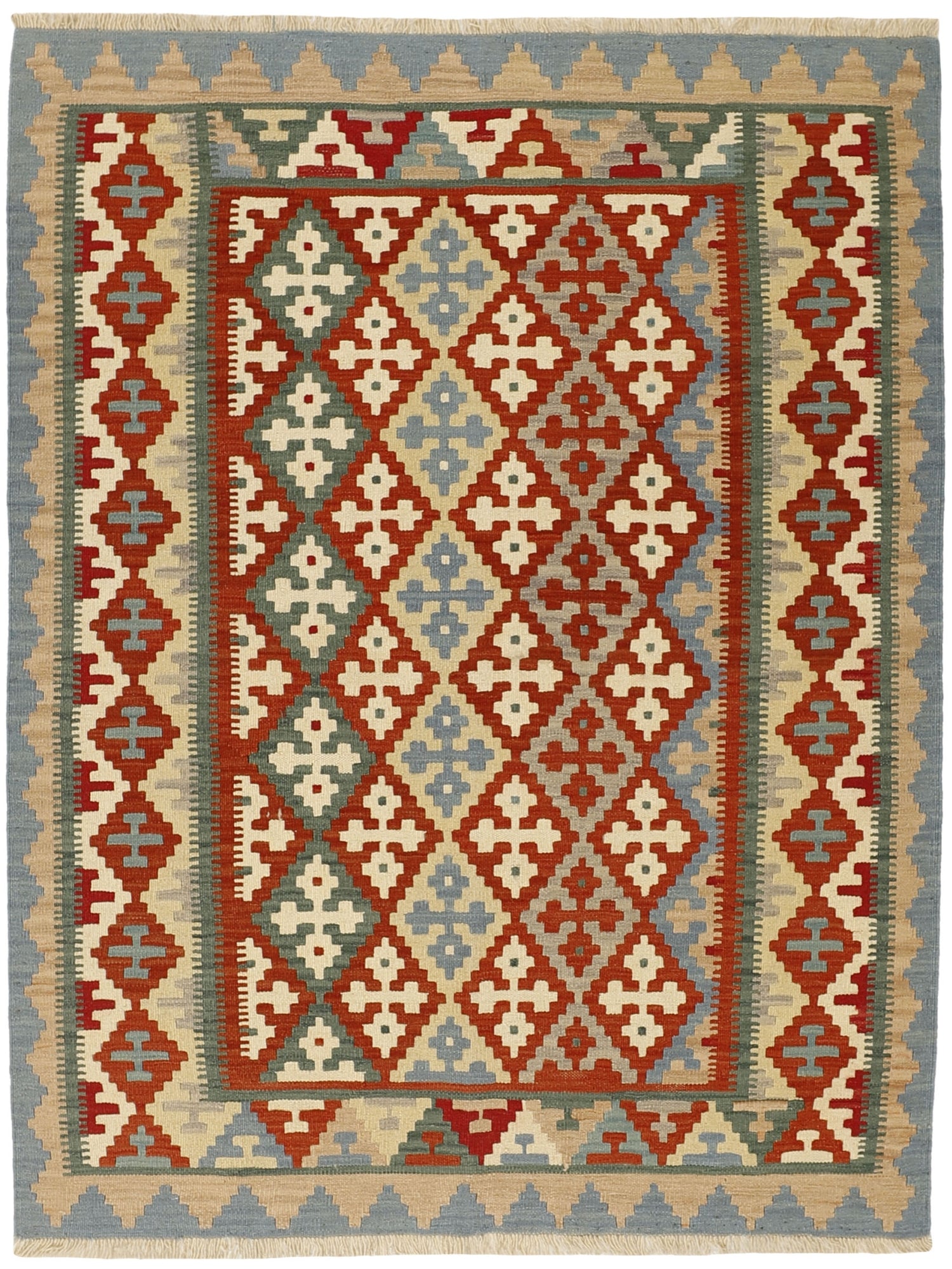 MY-RUG Teppich "Kelim" Rauten-& Diamantmuster, Handgewebt