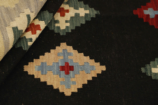 MY-RUG Teppich "Kelim" Rauten-& Diamantmuster, Handgewebt