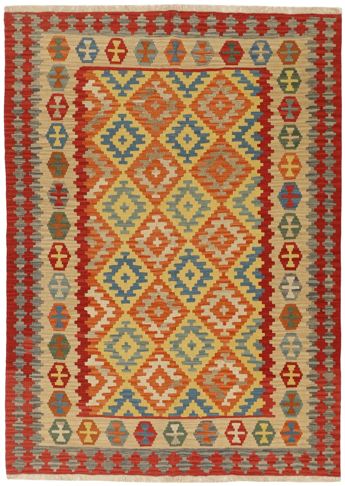 MY-RUG Teppich "Kelim" Rauten-& Diamantmuster, Handgewebt