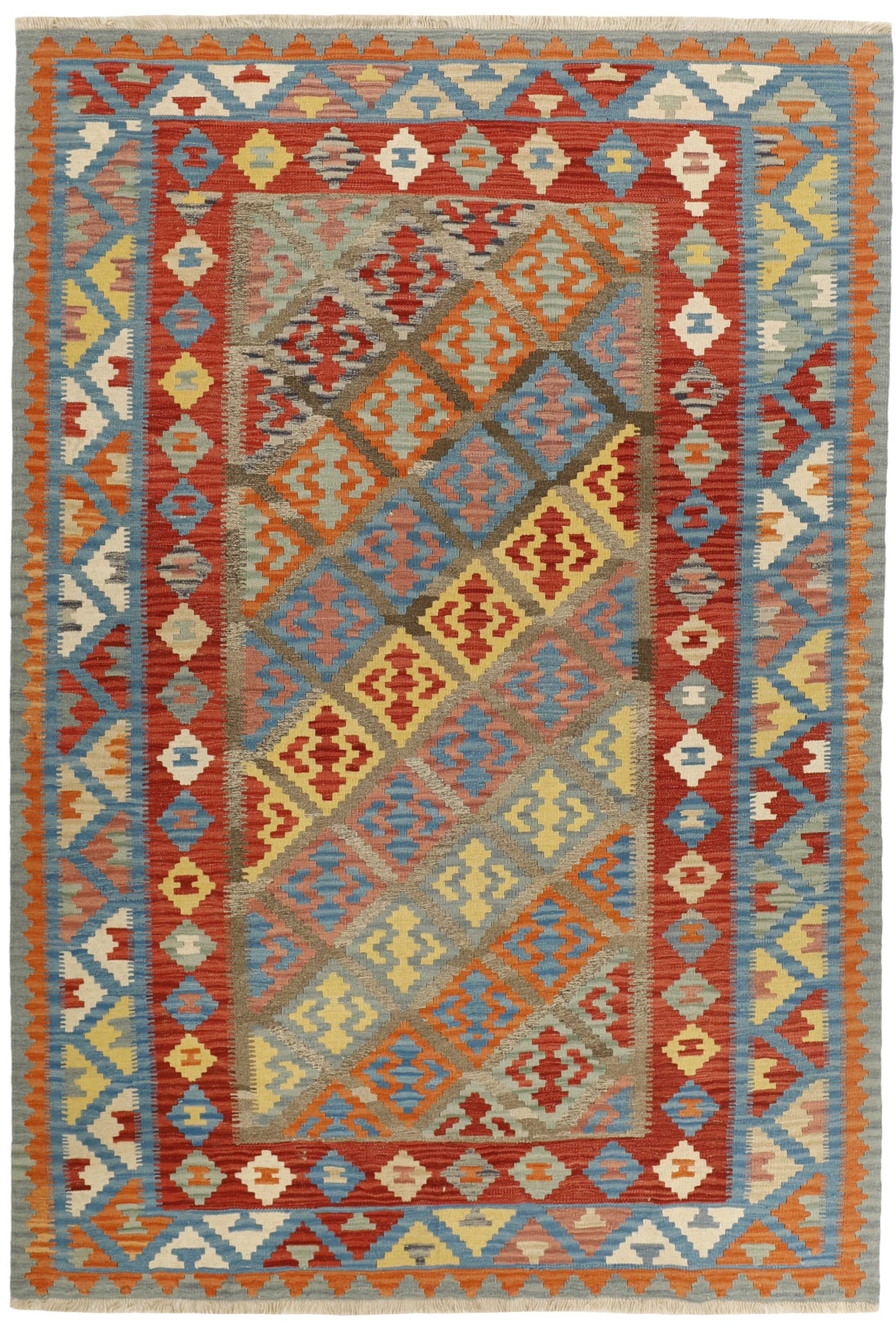 MY-RUG Teppich "Kelim" Rauten-& Diamantmuster, Handgewebt