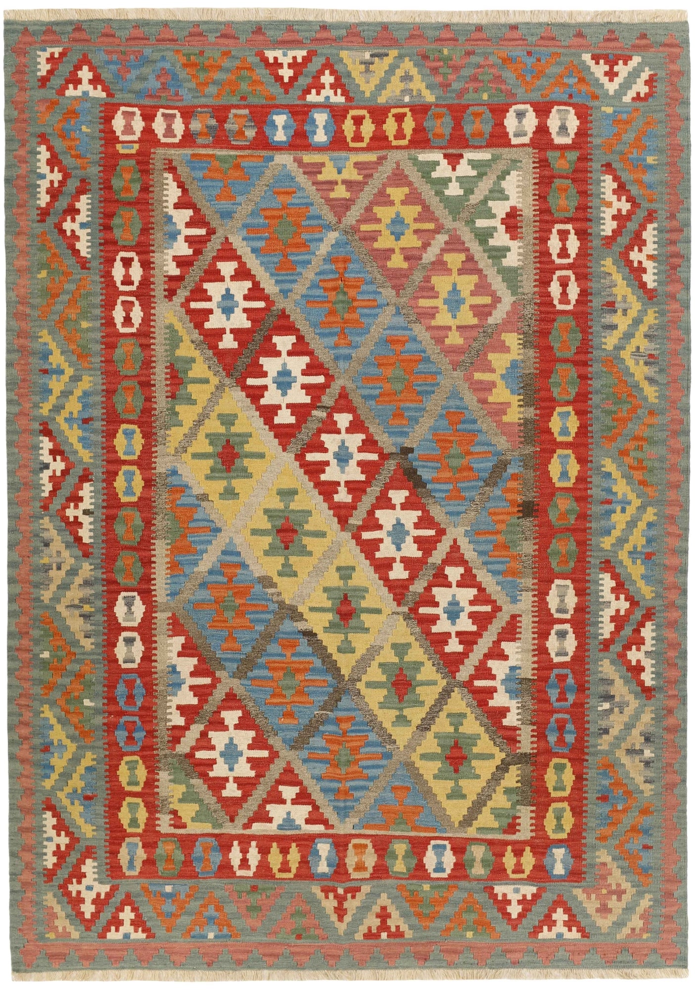 MY-RUG Teppich "Kelim" Rauten-& Diamantmuster, Handgewebt