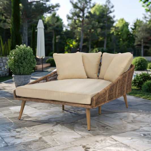 Gartensofa "Nia" mit Auflage und Kissen, Gartensonnenliege