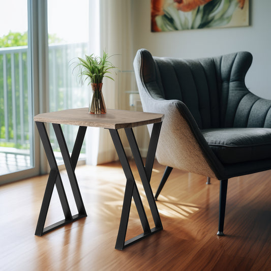 Beistelltisch Eros 40x40x45cm, in moderner Pinien-Optik mit Metallgestell