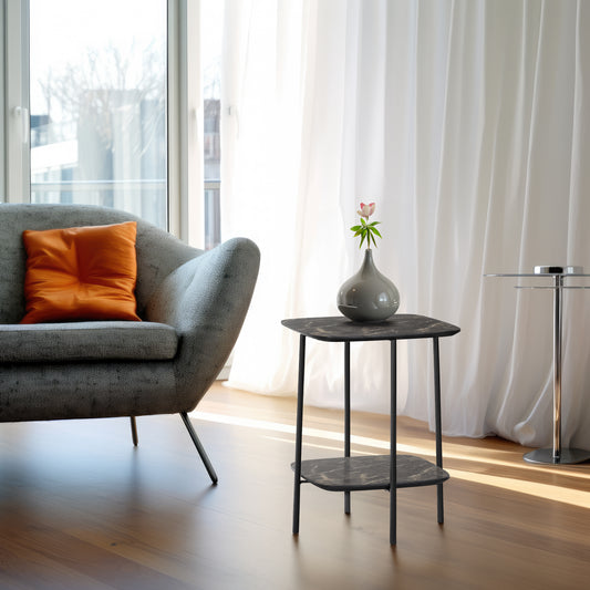 Beistelltisch Ares 45x45x55cm, Dunkles Mamordekor