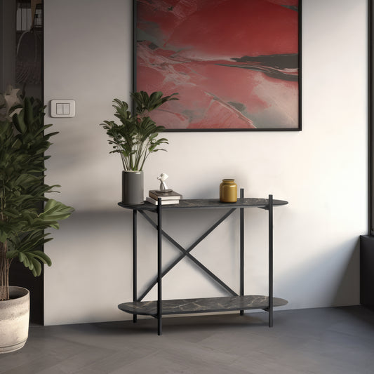 Konsolentisch Athena 100x33x76cm, Dunkles Mamordekor