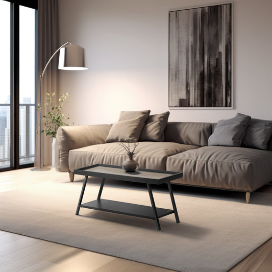 Couchtisch Hera, 80x41x41cm Altholz-Optik mit Metallbeinen