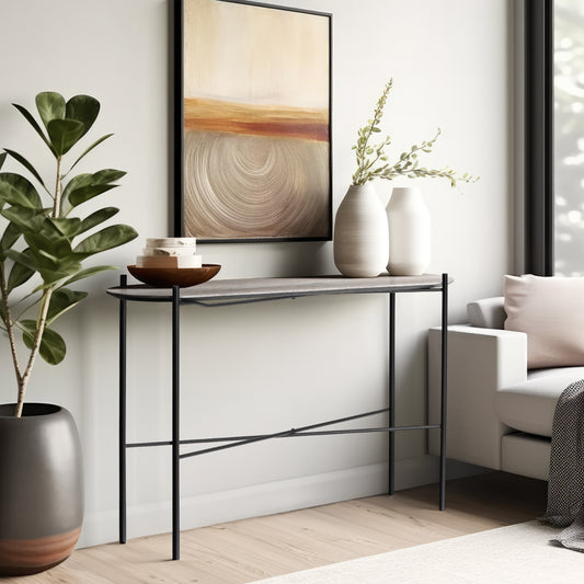 Konsolentisch Artemis 100x31x70cm, mit weißer Eichendekorplatte