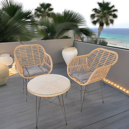 Garten-Sitzgruppe "Feyr" für Balkon oder Terrasse, 2 Stühle und 1 Tisch