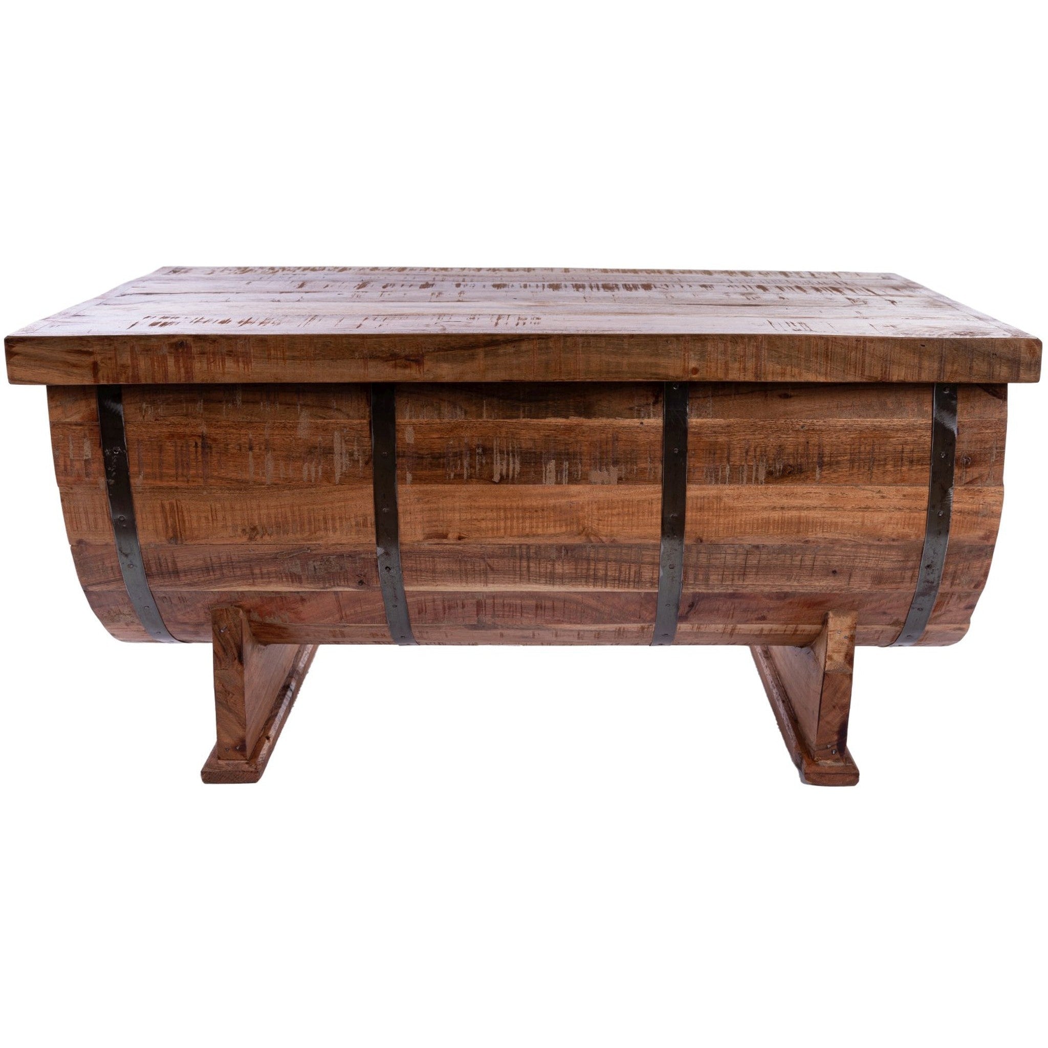 Antiker Couchtisch "Agnes" Weinfass-Optik