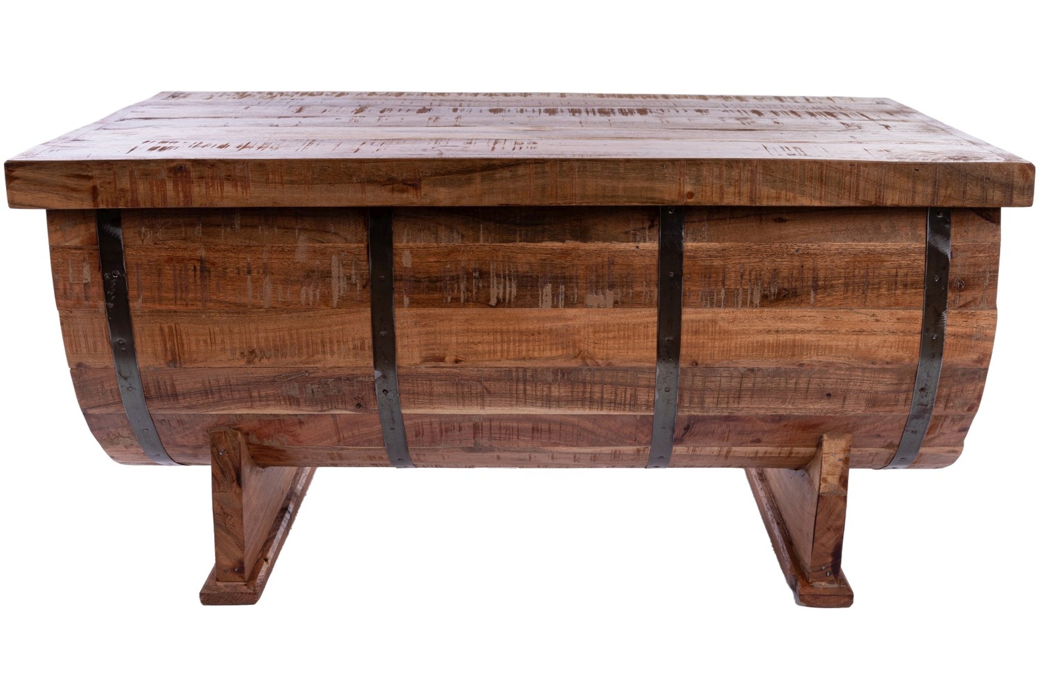 Antiker Couchtisch "Agnes" Weinfass-Optik