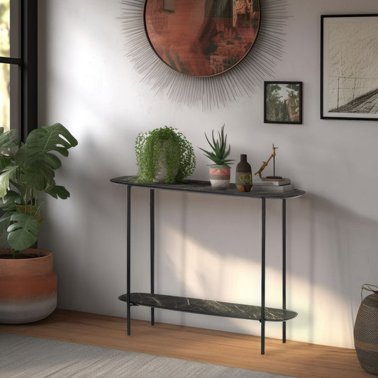 Konsolentisch Ares, 100x30x75, dunkles Mamordekor